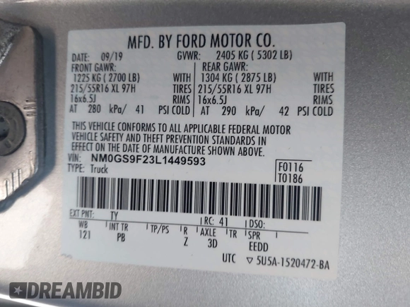 2020 Ford Transit Connect XLT с VIN NM0GS9F23L1449593, выставлен на аукционе IAAI как лот 41804367 с пробегом 101 226 миль миль и . История ставок и продаж доступна на DreamBid. Изображение 9.