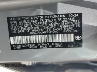 2024 Toyota Prius LE with VIN JTDACAAUXR3042240, listed as a Copart auction lot 55953875 with 1,410 mi miles and Salvage title. Bid and sale history available at DreamBid. Image 13.