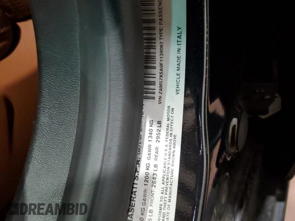 2015 Maserati Ghibli z VIN ZAM57XSA9F1139087, wystawiony jako Copart lot #52235355 z przebiegiem 68 788 mil mil oraz Szkoda całkowita • Salvage title. Historia ofert i sprzedaży dostępna na DreamBid. Obrazek 12.