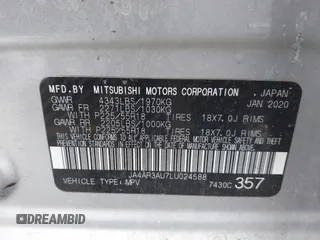 2020 Mitsubishi Outlander Sport ES 2.0 with VIN JA4AR3AU7LU024588, listed as a IAAI auction lot 41591589 with 117,495 mi miles. Bid and sale history available at carsss.com. Image 9.