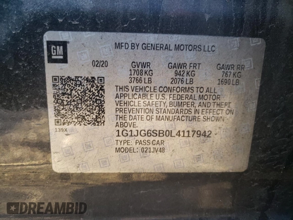 2020 Chevrolet Sonic LT z VIN 1G1JG6SB0L4117942, wystawiony jako Copart lot #45211285 z przebiegiem 88 597 mil mil oraz Szkoda całkowita • Salvage title. Historia ofert i sprzedaży dostępna na DreamBid. Obrazek 15.