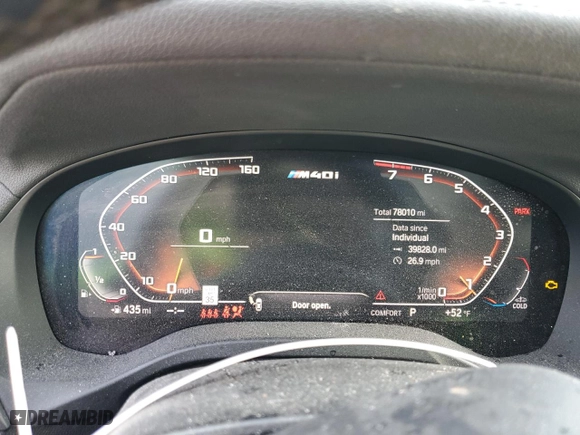 2021 BMW X3 M40i with VIN 5UXTY9C04M9F93175, listed as a Copart auction lot 47108755 with 78,010 mi miles and Salvage Title. Bid and sale history available at carsss.com. Image 9.