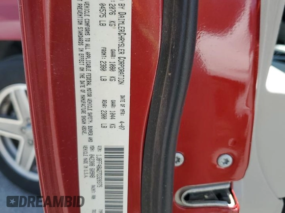 2007 Jeep Patriot Limited with VIN 1J8FF48W27D320375, listed as a Copart auction lot 59554445 with 223,495 mi miles and Salvage title. Bid and sale history available at DreamBid. Image 13.