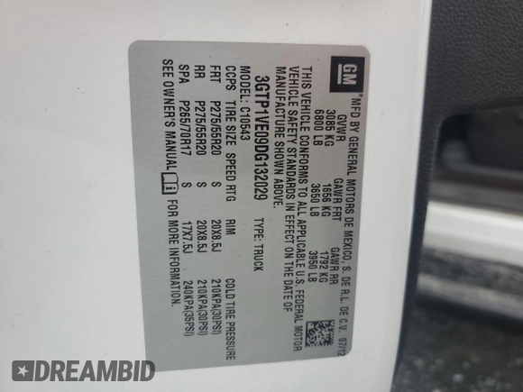 2013 GMC Sierra 1500 SLE z VIN 3GTP1VE09DG132029, wystawiony jako Copart lot #50587035 z przebiegiem 178 949 mil mil oraz Szkoda całkowita • Salvage title. Historia ofert i sprzedaży dostępna na DreamBid. Obrazek 14.