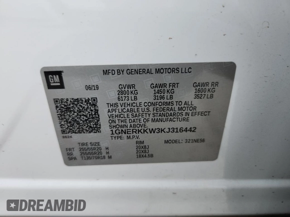 2019 Chevrolet Traverse Premier z VIN 1GNERKKW3KJ316442, wystawiony jako Copart lot #58150005 z przebiegiem 121 332 mil mil oraz Szkoda całkowita • Salvage title. Historia ofert i sprzedaży dostępna na DreamBid. Obrazek 14.