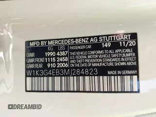 2021 Mercedes-Benz A 220 with VIN W1K3G4EB3MJ284823, listed as a IAAI auction lot 41940239 with 54,998 mi miles and . Bid and sale history available at DreamBid. Image 9.