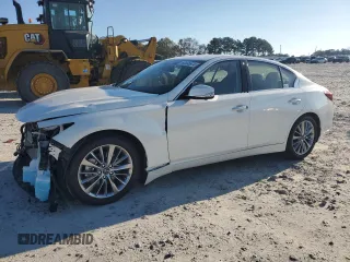 2024 Infiniti Q50 Luxe with VIN JN1EV7BP7RM600453, listed as a Copart auction lot 82838974 with 9,596 mi miles and Salvage title. Bid and sale history available at DreamBid. Image 1.