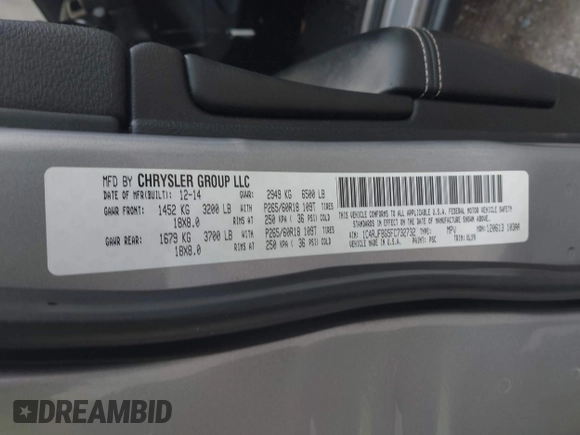 2015 Jeep Grand Cherokee Limited with VIN 1C4RJFBG5FC732732, listed as a IAAI auction lot 41478553 with 174,842 mi miles. Bid and sale history available at carsss.com. Image 9.