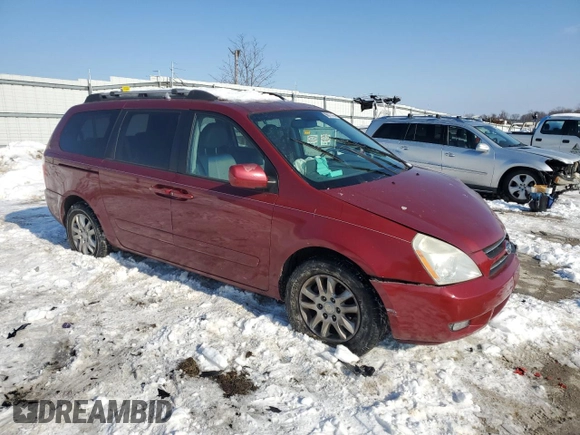 2007 Kia Sedona LX with VIN KNDMB233576160217, listed as a Copart auction lot 88878765 with 188,835 mi miles and Salvage Title. Bid and sale history available at carsss.com. Image 4.