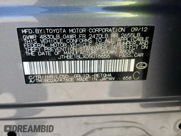 2013 Lexus GS 350 with VIN JTHBE1BLXD5016656, listed as a Copart auction lot 58425285 with 104,059 mi miles and Salvage title. Bid and sale history available at DreamBid. Image 13.