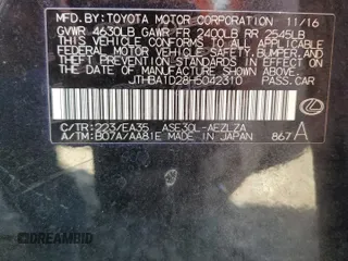 2017 Lexus IS with VIN JTHBA1D28H5042310, listed as a Copart auction lot 46714305 with 80,085 mi miles and Salvage Title. Bid and sale history available at carsss.com. Image 14.