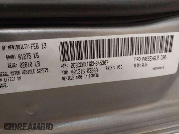 2013 Chrysler 300 with VIN 2C3CCAKT6DH645307, listed as a IAAI auction lot 41512163 with 154,225 mi miles. Bid and sale history available at carsss.com. Image 9.