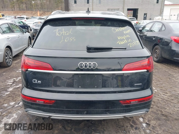 2021 Audi Q5 Premium Plus with VIN WA1BAAFY1M2113680, listed as a IAAI auction lot 41685974 with 68,161 mi miles and . Bid and sale history available at DreamBid. Image 16.