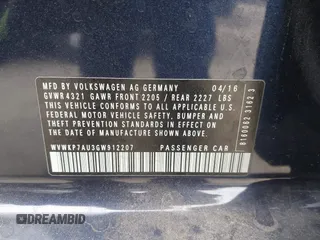 2016 Volkswagen Golf SE с VIN WVWKP7AU3GW912207, выставлен на аукционе IAAI как лот 42101054 с пробегом 80 238 миль миль и . История ставок и продаж доступна на DreamBid. Изображение 9.