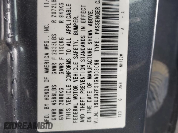 2016 Acura TLX Technology with VIN 19UUB2F51GA003098, listed as a Copart auction lot 57917505 with 113,850 mi miles and Salvage title. Bid and sale history available at DreamBid. Image 12.