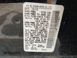 2014 Nissan Murano SV with VIN JN8AZ1MU3EW402598, listed as a IAAI auction lot 42087984 with 180,705 mi miles and . Bid and sale history available at carsss.com. Image 9.