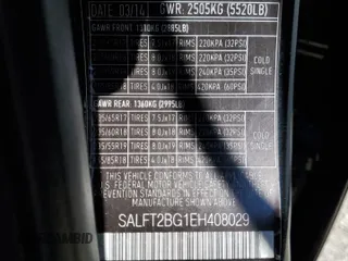 2014 Land Rover LR2 HSE Lux z VIN SALFT2BG1EH408029, wystawiony jako Copart lot #58658624 z przebiegiem 137 241 mil mil oraz Szkoda całkowita • Salvage title. Historia ofert i sprzedaży dostępna na DreamBid. Obrazek 13.