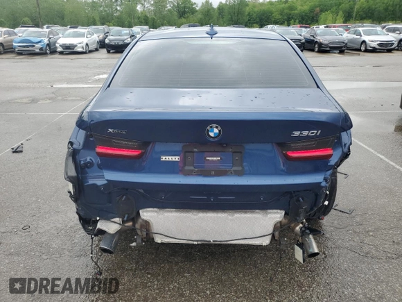 2022 BMW 3 Series 330i xDrive with VIN 3MW5R7J03N8C36977, listed as a Copart auction lot 53891745 with 14,938 mi miles and Salvage title. Bid and sale history available at DreamBid. Image 6.