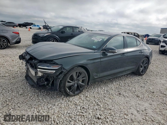 2023 Genesis G70 3.3T with VIN KMTG54TE6PU114300, listed as a Copart auction lot 62484525 with 18,850 mi miles and Salvage title. Bid and sale history available at DreamBid. Image 1.