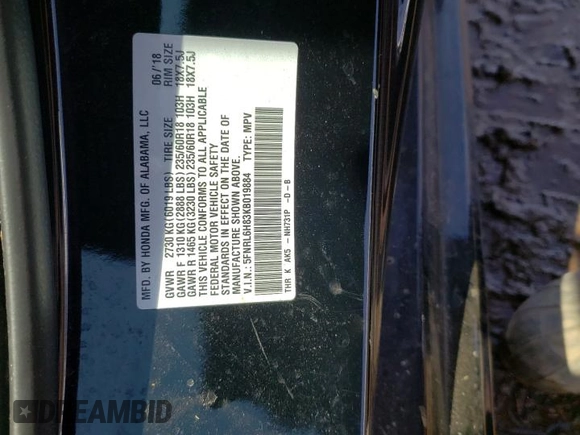 2019 Honda Odyssey Touring with VIN 5FNRL6H83KB019884, listed as a Copart auction lot 53402344 with 42,140 mi miles and Salvage Title. Bid and sale history available at carsss.com. Image 15.