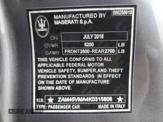 2019 Maserati GranTurismo Convertible Sport with VIN ZAM45VMA4K0315806, listed as a Copart auction lot 52621375 with 12,463 mi miles and Salvage Title. Bid and sale history available at carsss.com. Image 13.