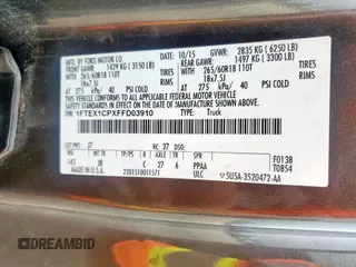 2015 Ford F-150 XL с VIN 1FTEX1CPXFFD03910, выставлен на аукционе Copart как лот 62429065 с пробегом 168 293 миль миль и Списание • Salvage title. История ставок и продаж доступна на DreamBid. Изображение 13.