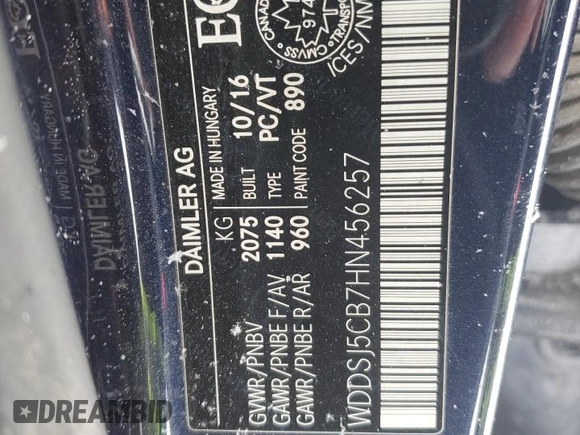 2017 Mercedes-Benz CLA 45 AMG with VIN WDDSJ5CB7HN456257, listed as a Copart auction lot 88648175 with 98,080 mi miles and Salvage Title. Bid and sale history available at DreamBid. Image 12.