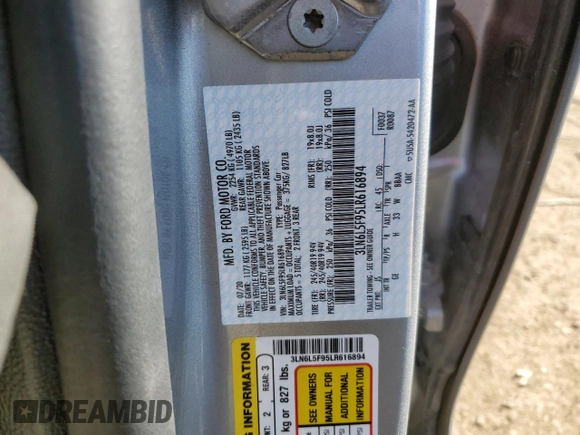 2020 Lincoln MKZ Reserve with VIN 3LN6L5F95LR616894, listed as a Copart auction lot 51428885 with 26,775 mi miles and Non Repairable. Bid and sale history available at DreamBid. Image 12.