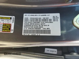2019 Honda Odyssey EX-L with VIN 5FNRL6H77KB040597, listed as a Copart auction lot 53573445 with 110,024 mi miles and Salvage Title. Bid and sale history available at DreamBid. Image 14.