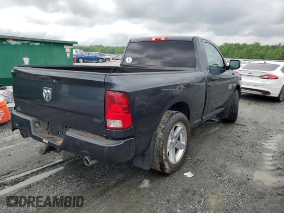 2014 Ram 1500 Express with VIN 3C6JR6AT1EG182095, listed as a Copart auction lot 53888745 with 105,798 mi miles and Salvage title. Bid and sale history available at DreamBid. Image 3.