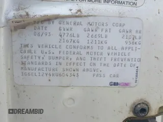 1994 Cadillac Eldorado ESC z VIN 1G6EL12Y4RU604343, wystawiony jako IAAI lot #42221885 z przebiegiem Nie podano mil oraz . Historia ofert i sprzedaży dostępna na DreamBid. Obrazek 9.