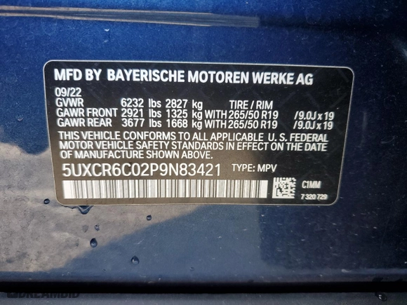 2023 BMW X5 xDrive40i with VIN 5UXCR6C02P9N83421, listed as a Copart auction lot 43815565 with 31,031 mi miles and Salvage Title. Bid and sale history available at carsss.com. Image 12.