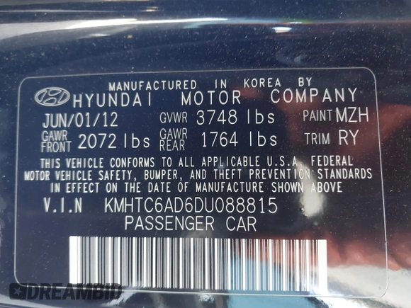 2013 Hyundai Veloster w/Black Int with VIN KMHTC6AD6DU088815, listed as a IAAI auction lot 42184776 with 204,930 mi miles and . Bid and sale history available at DreamBid. Image 9.