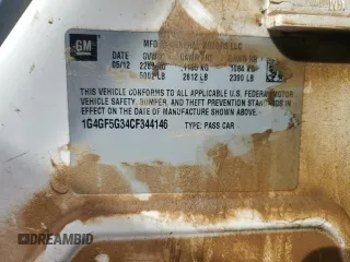 2012 Buick LaCrosse Premium 2 with VIN 1G4GF5G34CF344146, listed as a Copart auction lot 44833575 with 217,725 mi miles and Salvage Title. Bid and sale history available at carsss.com. Image 12.