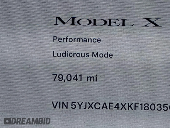 2019 Tesla Model X P90D with VIN 5YJXCAE4XKF180356, listed as a IAAI auction lot 42087926 with 79,041 mi miles. Bid and sale history available at carsss.com. Image 14.