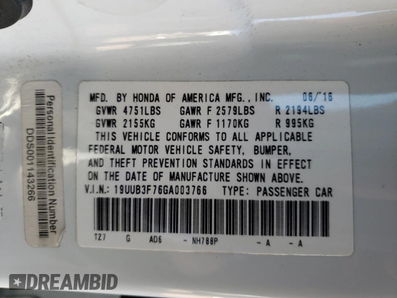 2016 Acura TLX V6 Advance with VIN 19UUB3F76GA003766, listed as a Copart auction lot 73115244 with 81,655 mi miles and Salvage Title. Bid and sale history available at carsss.com. Image 12.