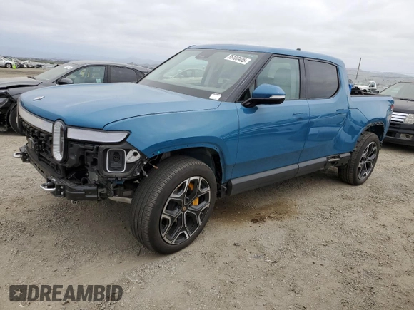 2023 Rivian R1T Launch Edition with VIN 7FCTGAAL7PN019188, listed as a Copart auction lot 55100405 with 13,654 mi miles and Salvage Title. Bid and sale history available at DreamBid. Image 1.