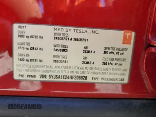 2017 Tesla Model S 100D with VIN 5YJSA1E24HF206828, listed as a Copart auction lot 66004605 with 94,874 mi miles and Salvage title. Bid and sale history available at DreamBid. Image 13.