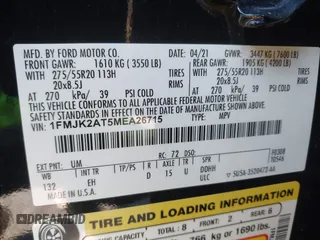 2021 Ford Expedition Max Limited с VIN 1FMJK2AT5MEA26715, выставлен на аукционе IAAI как лот 41589474 с пробегом 98 284 миль миль и . История ставок и продаж доступна на DreamBid. Изображение 9.