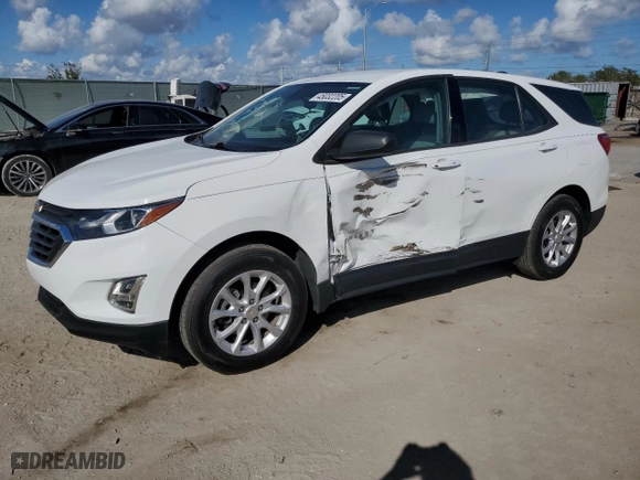 2019 Chevrolet Equinox LS with VIN 3GNAXHEV0KS663641, listed as a Copart auction lot 45032205 with 55,880 mi miles and Salvage Title. Bid and sale history available at carsss.com. Image 1.