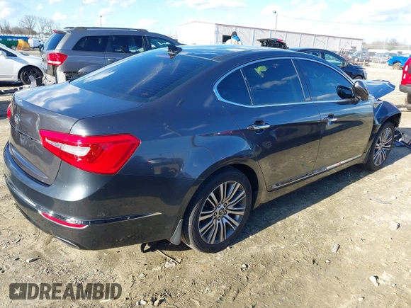 2015 Kia Cadenza Premium with VIN KNALN4D73F5180273, listed as a IAAI auction lot 41222537 with 127,348 mi miles. Bid and sale history available at carsss.com. Image 4.