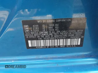 2023 Subaru Impreza with VIN 4S3GTAB63P3703761, listed as a IAAI auction lot 41806243 with 16,265 mi miles and . Bid and sale history available at DreamBid. Image 9.