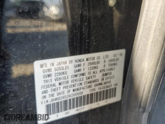 2009 Acura RL z VIN JH4KB26529C000089, wystawiony jako Copart lot #63458244 z przebiegiem 160 376 mil mil oraz Szkoda całkowita • Salvage title. Historia ofert i sprzedaży dostępna na DreamBid. Obrazek 12.