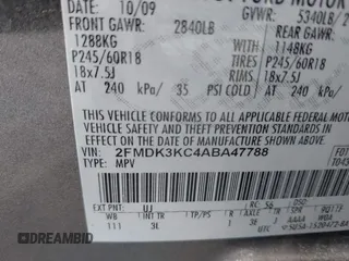 2010 Ford Edge Limited with VIN 2FMDK3KC4ABA47788, listed as a IAAI auction lot 42088059 with 206,744 mi miles. Bid and sale history available at carsss.com. Image 9.