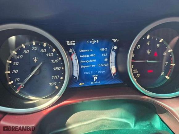 2014 Maserati Ghibli S Q4 with VIN ZAM57RTA7E1089301, listed as a Copart auction lot 54070585 with 59,787 mi miles and Salvage Title. Bid and sale history available at carsss.com. Image 8.