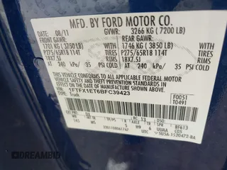 2011 Ford F-150 XL with VIN 1FTFX1ET6BFC39423, listed as a IAAI auction lot 41300035 with 1 mi miles. Bid and sale history available at carsss.com. Image 9.
