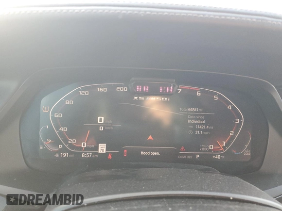 2020 BMW X5 M50i with VIN 5UXJU4C01LLE45993, listed as a Copart auction lot 88904235 with 64,841 mi miles and Salvage Title. Bid and sale history available at DreamBid. Image 9.