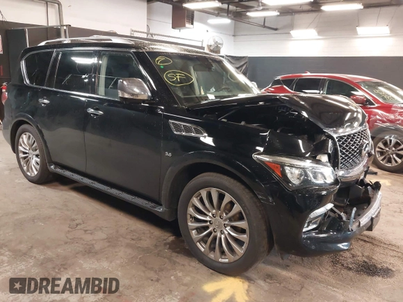 2017 Infiniti QX80 with VIN JN8AZ2NE1H9160930, listed as a IAAI auction lot 42080203 with 92,222 mi miles. Bid and sale history available at carsss.com. Image 1.