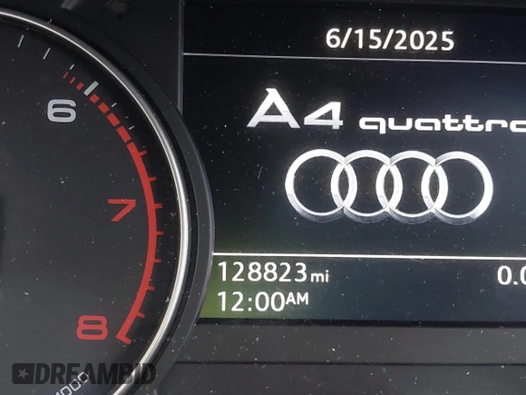 2017 Audi A4 Premium Plus with VIN WAUENAF4XHN038242, listed as a IAAI auction lot 42630736 with 128,823 mi miles and . Bid and sale history available at DreamBid. Image 15.