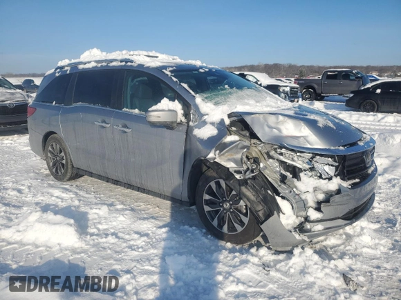 2024 Honda Odyssey EX-L with VIN 5FNRL6H62RB043232, listed as a Copart auction lot 87772175 with 22,130 mi miles and Salvage Title. Bid and sale history available at DreamBid. Image 4.